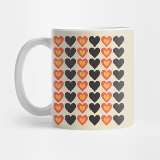 Red & Black, Multicolored Hearts Mug